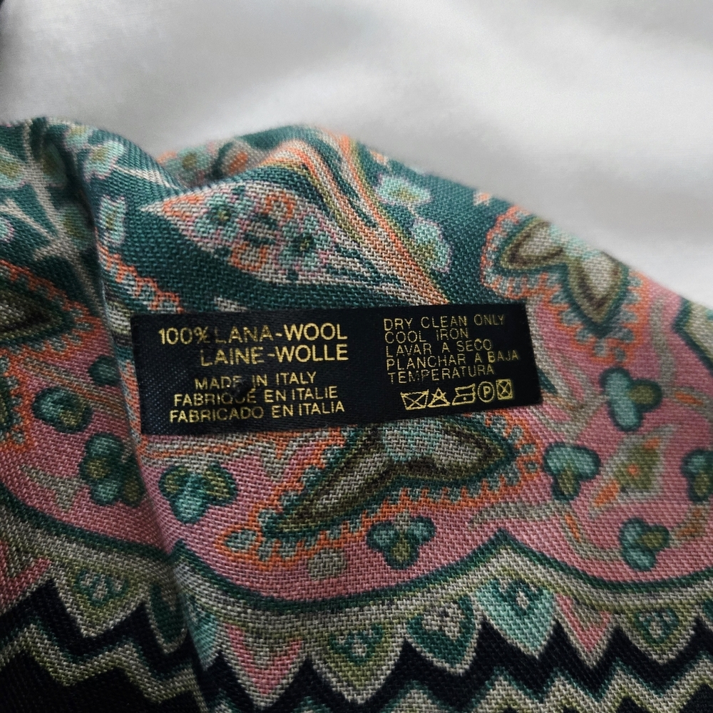 Pinto Italian 100% Wool Lana-Wool Bohemian Paisley Fringe Scarf - Picture 13 of 13